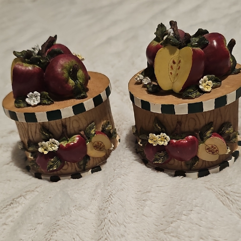 2 Vintage Decorative Apple Containers